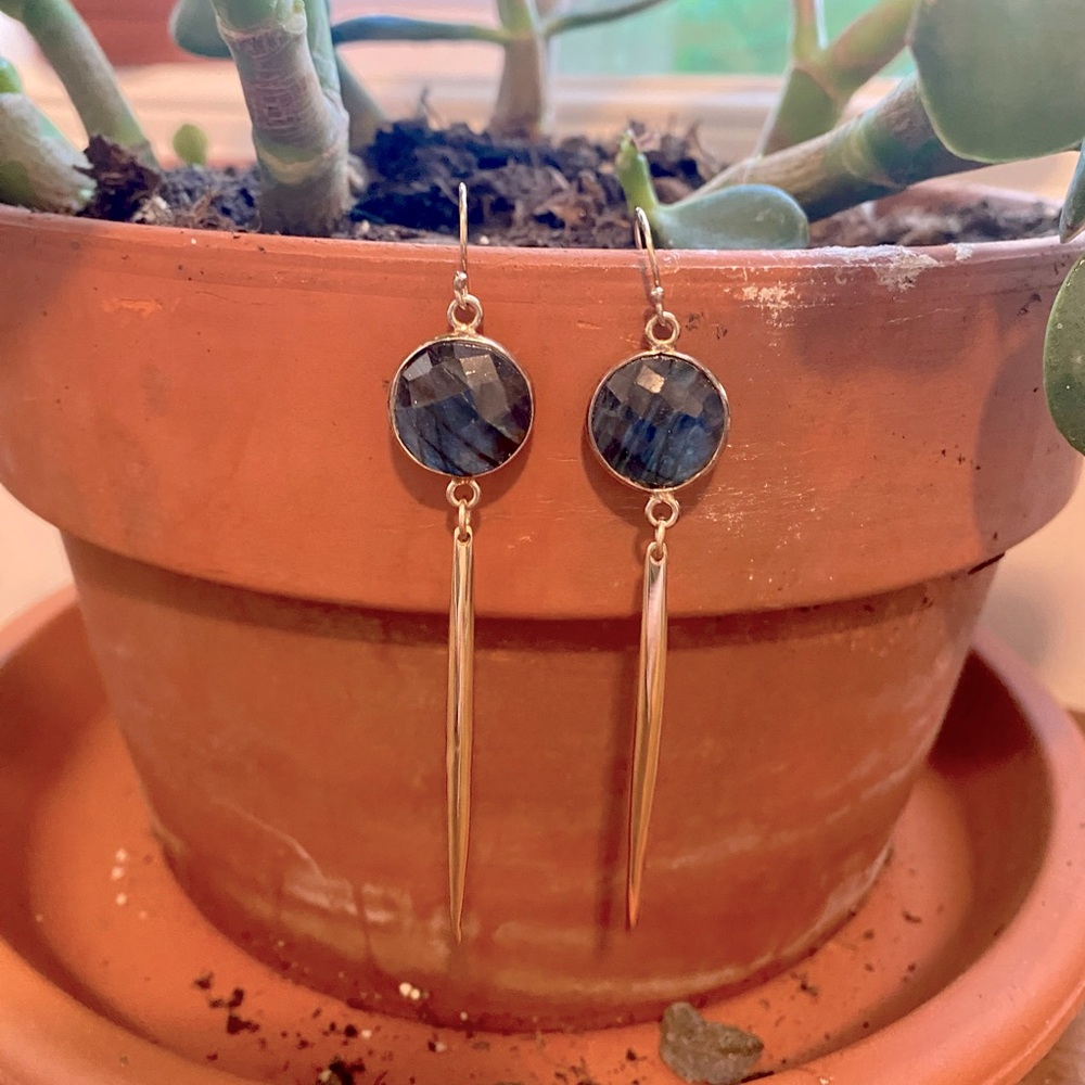 Labradorite goldtone earrings - Picture 2 of 3